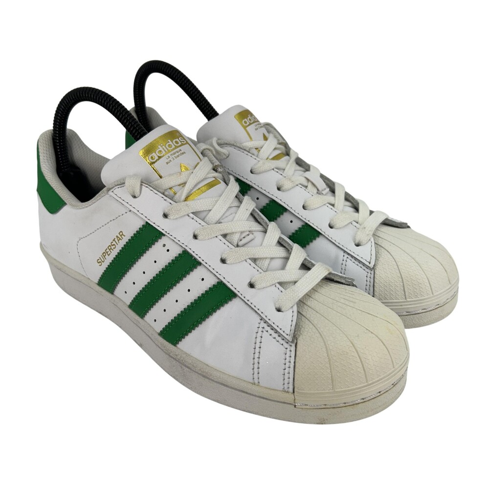 Adidas Superstar Shoes Womens Size 7 Team Colors White Green Shell Toe Sneakers
